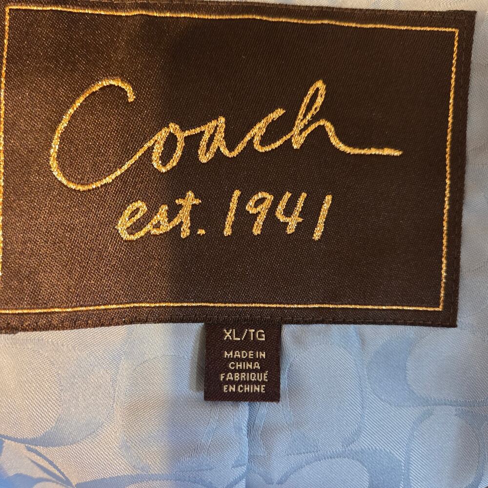 Coach Trench Coat Double Breasted, Belted, above the knee length, sz XL Tan - Picture 4 of 13